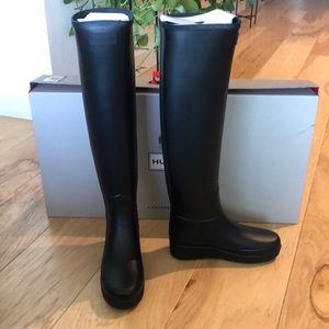 Hunter Refined Creeper Knee High Matte Black Boots